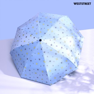 Weststreet ร่มกันแดดแฟชั่น กันน้ํา กันลม กัน UV พิมพ์ลายดาว ขนาดเล็ก