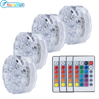 ไฟใต้น้ํา 4 ชิ้น พร้อมรีโมตคอนโทรล ไฟ LED กันน้ํา สําหรับฐานแจกัน ตู้ปลา บ่อน้ํา