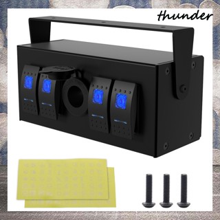 Thunder กล่องสวิตช์โยก 4 Gang 12V 24V 20 แอมป์ พร้อมที่ชาร์จ USB สําหรับเรือ รถบรรทุก