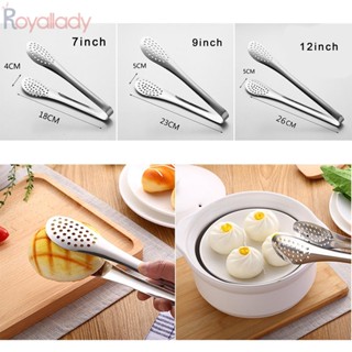 #ROYALLADY#Tongs ที่คีบอาหาร บาร์บีคิว สเตนเลส ไม่ติดผิว สีเงิน 3 ขนาด