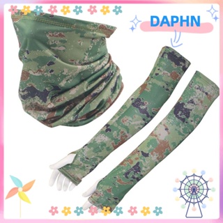 DAPHS ปลอกแขน ผ้าพันคอ ผ้าเรยอน ลายพราง กันแดด ป้องกันรังสียูวี สําหรับผู้ใหญ่ เหมาะกับการขี่จักรยานกลางแจ้ง 1 ชุด