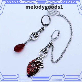 Melodygoods1 ต่างหูโซ่ จี้รูปหัวใจ สไตล์โกธิค