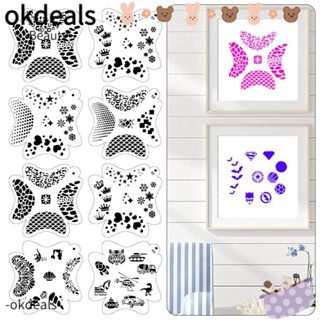 OKDEALS แผ่นสเตนซิลฉลุลาย ใช้ซ้ําได้ สําหรับตกแต่งร่างกาย แสตมป์แต่งหน้า DIY จํานวน 2 ชิ้น