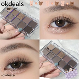 OKDEALS พาเลตต์อายแชโดว์ เนื้อแมตต์ กลิตเตอร์ ชิมเมอร์ สีดํา