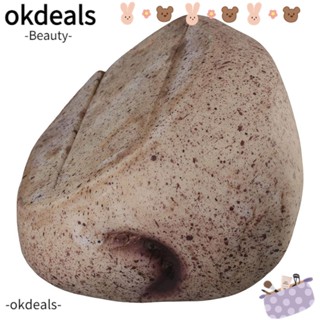 OKDEALS กล่องเก็บกุญแจเรซิ่น รูปหินปลอม สีเหลืองอ่อน สําหรับกลางแจ้ง