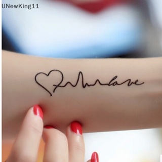 Unewking สติกเกอร์รอยสักชั่วคราว ลายหัวใจ สีดํา กันน้ํา ลอกออกได้