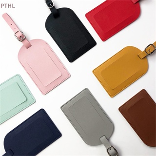 [PTHL] ป้ายแท็กชื่อ ID หนัง PU สีพื้น แบบพกพา แฟชั่น สําหรับกระเป๋าเดินทาง