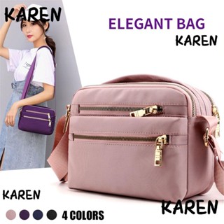 Karen กระเป๋าสะพายไหล่ กระเป๋าถือ มีซิป หลายช่อง ความจุสูง