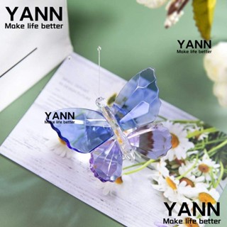 Yann1 ฟิกเกอร์คริสตัล รูปผีเสื้อบิน สีม่วง สีฟ้า สําหรับสะสม 2 ชิ้น เครื่องประดับ รูปผีเสื้อคริสตัล สําหรับตกแต่งบ้าน