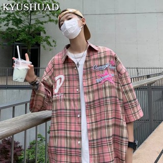 KYUSHUAD มาตรฐานญี่ปุ่นทุกคู่ฮาราจูกุฤดูร้อนใหม่เสื้อแขนยาววรรณกรรมและศิลปะอินเทรนด์ที่เรียบง่ายเยาวชนยอดนิยมแฟชั่นอินเทรนด์เสื้อเชิ้ตผู้ชาย