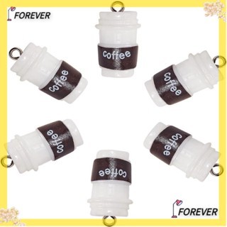 Forever จี้เรซิ่น รูปแก้วกาแฟ ขนาด 2 มม. 23.5x13 มม. สีขาว และสีน้ําตาล สําหรับงานฝีมือ DIY 20 ชิ้น