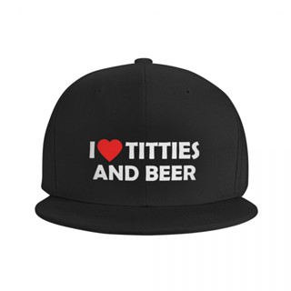 หมวกเบสบอล ลาย I Heart Titties And Beer สไตล์ฮิปฮอป แฟชั่นฤดูใบไม้ผลิ สําหรับเล่นสเก็ตบอร์ด