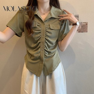 Molasome เสื้อยืดโปโล ลําลอง สีพื้น เข้ากับทุกการแต่งกาย สําหรับผู้หญิง 2023