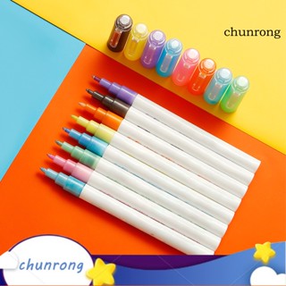 Chunrong ปากกามาร์กเกอร์ เส้นสองเส้น เครื่องเขียนสํานักงาน 8 ชิ้น/ชุด