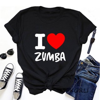 เสื้อยืด พิมพ์ลาย I Love Zumba 90s สีดํา แฟชั่นฤดูร้อน สําหรับผู้หญิง 2023