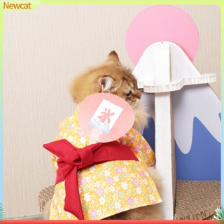 {Newcat} เสื้อผ้าสัตว์เลี้ยง กิโมโน ผ้าระบายอากาศ สไตล์ญี่ปุ่น ฤดูร้อน สําหรับถ่ายรูปสัตว์เลี้ยง สุนัขเท็ดดี้