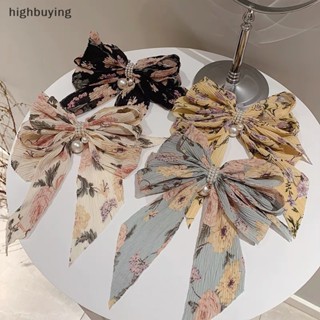 [highbuying] ใหม่ กิ๊บติดผมหางม้า ผ้าชีฟอง ประดับโบว์ ขนาดใหญ่ ฤดูร้อน สําหรับผู้หญิง พร้อมส่ง