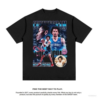 เสื้อยืดพิมพ์ลาย เสื้อยืดแขนสั้น คอกลม พิมพ์ลาย NBA Cunningham Fan HQ1 สไตล์วินเทจ พลัสไซซ์ สําหรับผู้ชาย และผู้หญิง QH1