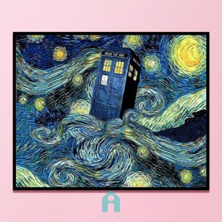 Doctor Who Phone Booth ชุดปักครอสสติตช์ ผ้าฝ้าย 11CT พิมพ์ลาย [Acelit.th]