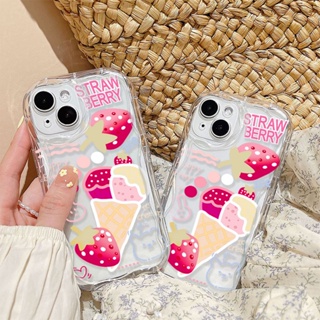 เคสโทรศัพท์มือถือ TPU ปิดด้านหลัง ลายไอศกรีมสตรอเบอร์รี่น่ารัก สีพื้น สําหรับ infinix Smart 5 Smart 6 Plus Smart 6 HD Smart 7 Hot 30i Hot 30 Play Note 12 G96 X670 Note 12 Pro