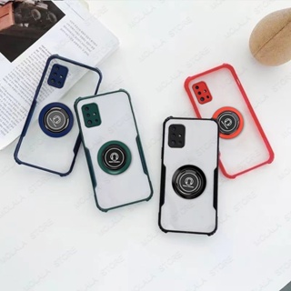 เคสโทรศัพท์อะคริลิคแข็ง แบบใส กันกระแทก พร้อมแหวนแม่เหล็ก หรูหรา สําหรับ Samsung Galaxy A51 A71 A31 A21S A21 M51 M31 M31S M21 M30S