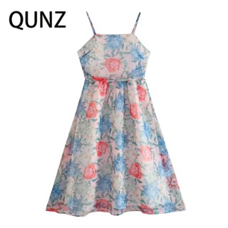 Qunz Organza ชุดเดรส พิมพ์ลาย เซ็กซี่ 4550