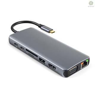 [DZ]dodocool 14-in-1 ฮับ USB C 4K USB C เป็น HDMI VGA Gigabit Ethernet 100W PD SD TF การ์ดรีดเดอร์ Type-C ส่งข้อมูล 3 USB 3.0 3 USB 2.0 3.5 มม. สําหรับเชื่อมต่อ USB C สถานี