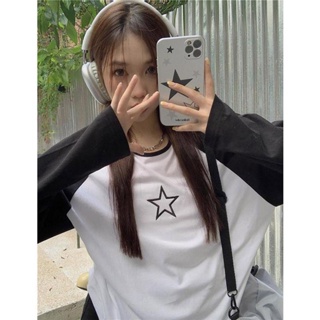 FAY.2442# มาใหม่เสื้อยืดแขนยาว ดาว สวยๆน่ารัก ใส่คู่ใส่เที่ยวใส่เป็นแฟชั่นสวยๆหล่อๆได้เลย ผ้ายืดใส่สบายจ้า