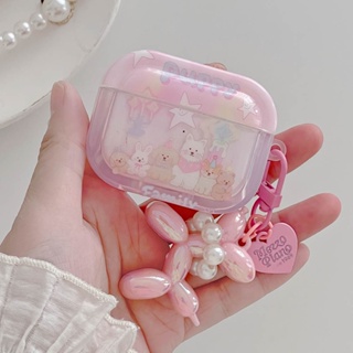 เคสหูฟังบลูทูธ ลายการ์ตูนลูกสุนัข กระต่ายน่ารัก สีชมพู สําหรับ AirPods Pro 2 AirPods 3 2 1