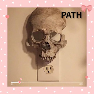 Path โคมไฟกลางคืน รูปกะโหลก กอธิค เรซิน ปลั๊ก US EU ควบคุมสวิตช์ปุ่มกด สําหรับฮาโลวีน