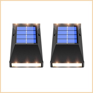 โคมไฟติดผนัง LED พลังงานแสงอาทิตย์ กันน้ํา สําหรับกลางแจ้ง 2 ชิ้น