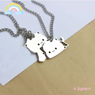 June สร้อยคอโซ่ จี้รูปสัตว์ แมว สไตล์ฮิปฮอป เครื่องประดับ DIY สําหรับคู่รัก