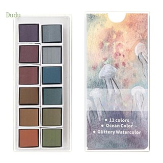 Dudu ชุดภาพวาดสีน้ํา บนผ้าใบ กระดาษ ไม้ และผ้า แบบพกพา 12 สี DIY สําหรับเด็ก ผู้เริ่มต้น