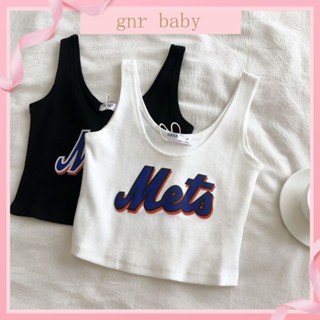 🍓GNR BABY🫐เสื้อกล้ามแขนกุด ผ้าฝ้าย แบบยืดหยุ่น พิมพ์ลาย สีดํา สําหรับเด็กผู้หญิง อายุ 3-12 ปี