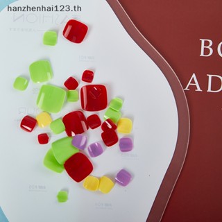 Hanhai เล็บปลอมอะคริลิค สีพื้น สําหรับตกแต่งเล็บ 24 ชิ้น ต่อกล่อง