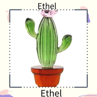 Ethel1 กระบองเพชรคริสตัล รูปกระบองเพชร แฮนด์เมด สีเขียว 4.3 นิ้ว สําหรับตกแต่งออฟฟิศ