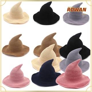 Rowans หมวกแม่มด ผ้าขนสัตว์ พับได้ สีพื้น สไตล์โมเดิร์น สําหรับปาร์ตี้ฮาโลวีน