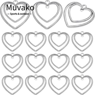 Muvako จี้รูปหัวใจ แบบกลวง สีเงิน สไตล์โบราณ สําหรับทําต่างหู DIY