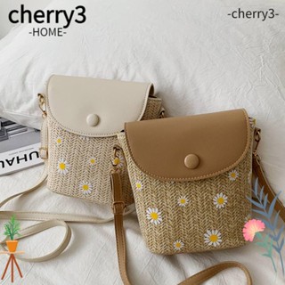 Cherry3 กระเป๋าสะพายไหล่ ผ้าถัก แฮนด์เมด สําหรับผู้หญิง