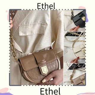 Ethel1 กระเป๋าสะพายไหล่ หนัง PU ทรงคลัทช์ ลายหิน สีพื้น แบบพกพา สไตล์คลาสสิก สําหรับผู้หญิง