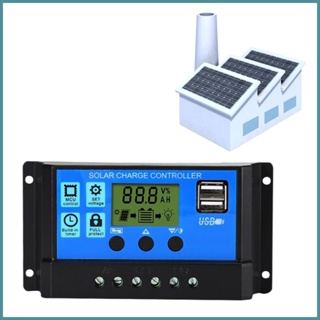 แผงควบคุมการเก็บประจุพลังงานแสงอาทิตย์ 10A 20A 30A PWM หน้าจอ LCD พอร์ต USB