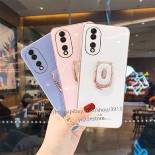 พร้อมส่ง เคสโทรศัพท์มือถือ TPU นิ่ม ขอบตรง ปิดด้านหลัง ลายการ์ตูนหมี พร้อมขาตั้ง สําหรับ Honor 90 Lite Magic 5 Pro เคส Phone Case