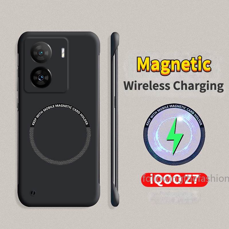 เคสโทรศัพท์มือถือ PC แข็ง ไร้กรอบ กันกระแทก บางพิเศษ ผิวด้าน แม่เหล็ก สําหรับ iQOO Z7 5G Z7x Z7s 5G 