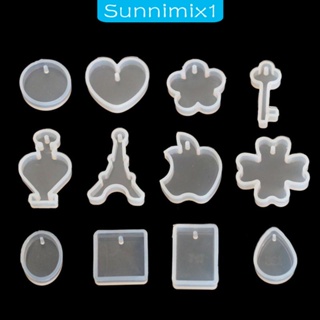 [Sunnimix1] จี้ซิลิโคนเรซิ่น แฮนด์เมด หลายรูปทรง สําหรับทําเครื่องประดับ ต่างหู 12 ชิ้น