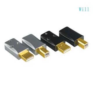 Will ซ็อกเก็ตถอดรหัส ปลั๊ก USB 2 0 Ab อะลูมิเนียมอัลลอย ชุบทอง Diy