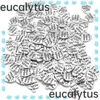 Eucalytus1 เครื่องรางแกะสลัก รูปหัวใจ อัลลอย สีเงิน สีทอง สไตล์โบราณ สําหรับคนรักงานฝีมือ