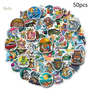 Dudu สติกเกอร์ PVC ลายชายหาดน่ารัก กันน้ํา สําหรับติดตกแต่งกีตาร์ 50 ชิ้น