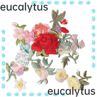 Eucalytus1 แผ่นแพทช์เหล็ก ลายดอกไม้ ขนาดเล็ก 15 แบบ สําหรับตกแต่งเสื้อผ้า หมวก 15 ชิ้น