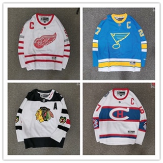 เสื้อกีฬาแขนยาว ลายทีม Nhl Hockey Jersey Hockey Jersey ขนาดใหญ่ สไตล์ฮิปฮอป สําหรับผู้ชาย และผู้หญิง