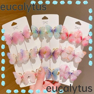 Eucalytus1 กิ๊บติดผม รูปผีเสื้อน่ารัก สีรุ้ง สําหรับเด็กผู้หญิง